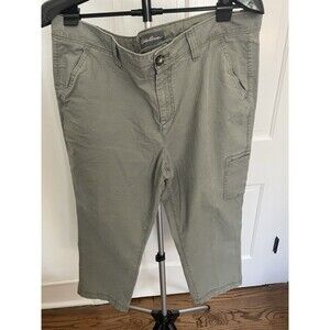 Eddie Bauer Women’s Cotton Capri Crop Hiking Active Cargo Pants Green Size 18